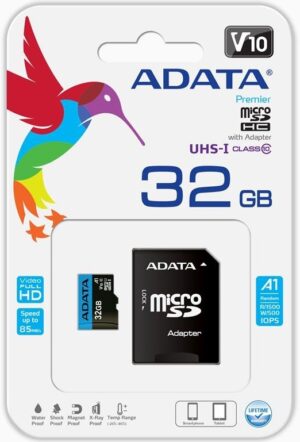 Флеш-карта Micro SDHC 32Gb A-Data Class 10 UHS-I A1 + SD adapter