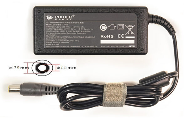 Блок живлення PowerPlant для ноутбука Lenovo 20V, 3.25A, 65W, 7.9*5.5-PIN