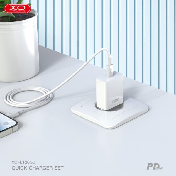 Мережевий зарядний пристрій XO L126 - 20W PD Single port USB-C (Білий) - Зображення 5