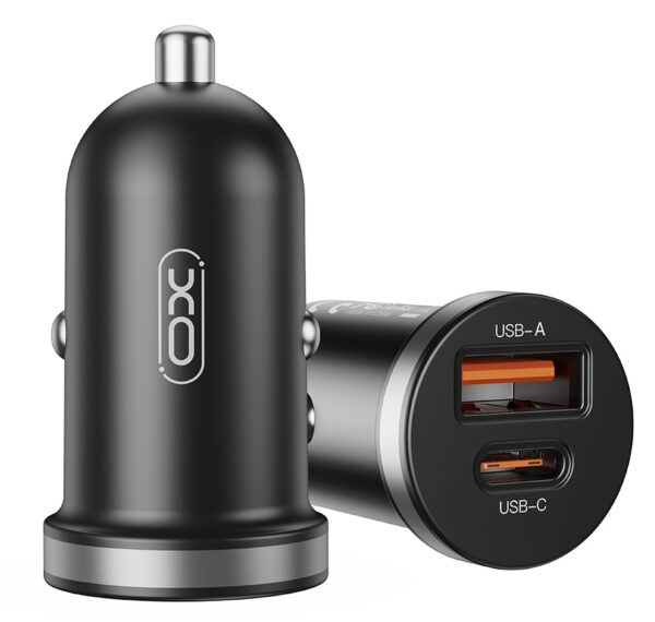 Автомобільний зарядний пристрій XO CC56 30W Mini Car Charger Type-C PD + USB-A (Чорний) - Зображення 2