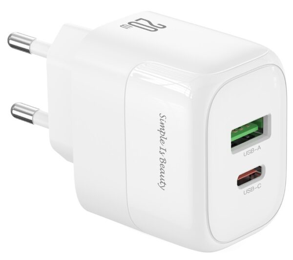 Мережевий зарядний пристрій XO L137 - 20W PD USB-C & 18W QC USB-A (Білий) - Зображення 2
