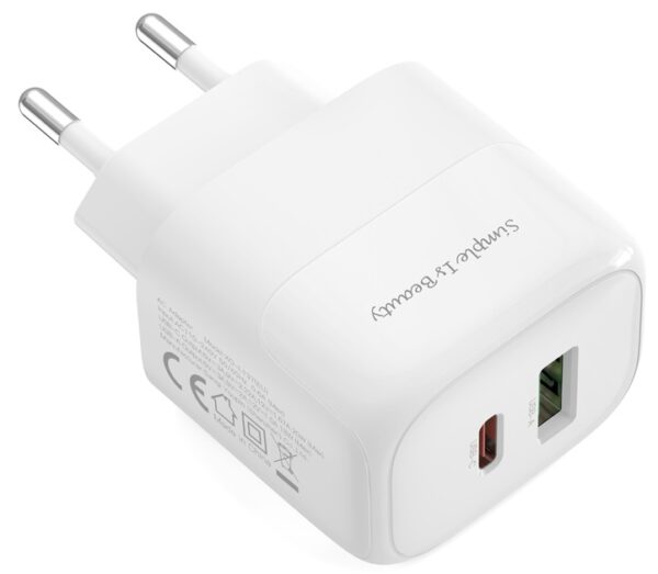 Мережевий зарядний пристрій XO L137 - 20W PD USB-C & 18W QC USB-A (Білий) - Зображення 3