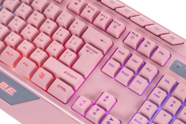Клавіатура, 2E Gaming KG315 RGB ENG/UKR USB, Pink ( Gaming ) - Зображення 3