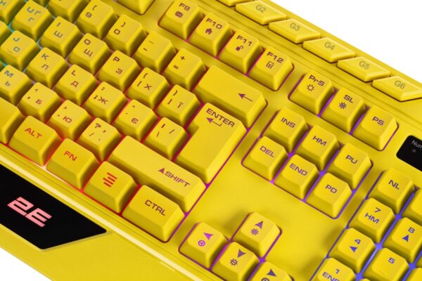 Клавіатура, 2E Gaming KG315 RGB ENG/UKR USB, Yellow ( Gaming ) - Зображення 3