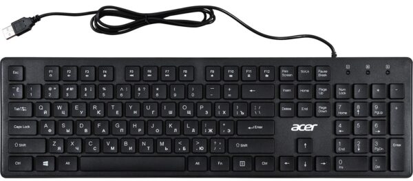 Клавіатура, Acer OKW020 104key ENG/UKR/ru USB, Black - Зображення 2