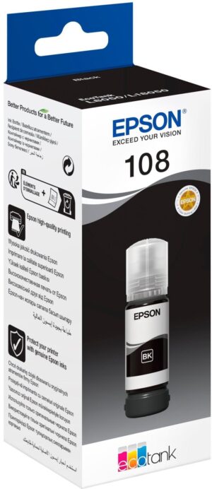 Чорнило Epson 108 for EcoTank L8050/L18050 Black (C13T09C14A)