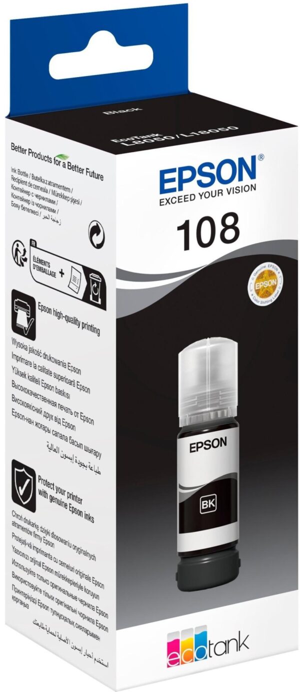Чорнило Epson 108 for EcoTank L8050/L18050 Black (C13T09C14A)