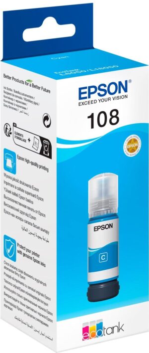 Чорнило Epson 108 for EcoTank L8050/L18050 Cyan (C13T09C24A)