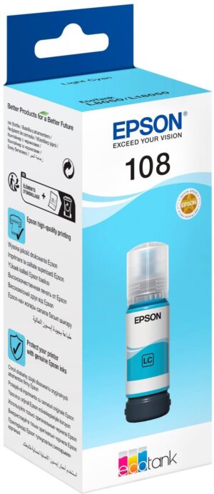 Чорнило Epson 108 for EcoTank L8050/L18050 Light Cyan (C13T09C54A)