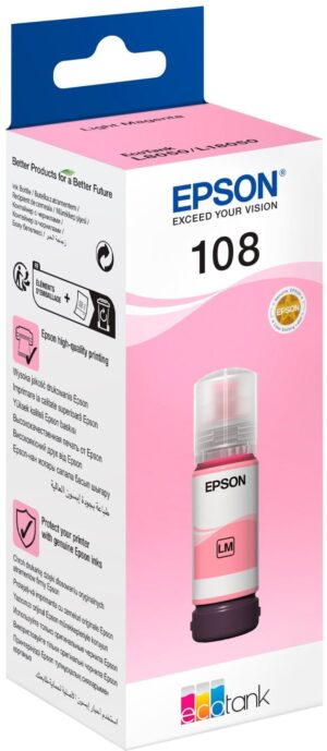 Чорнило Epson 108 for EcoTank L8050/L18050 Light Magenta (C13T09C64A)