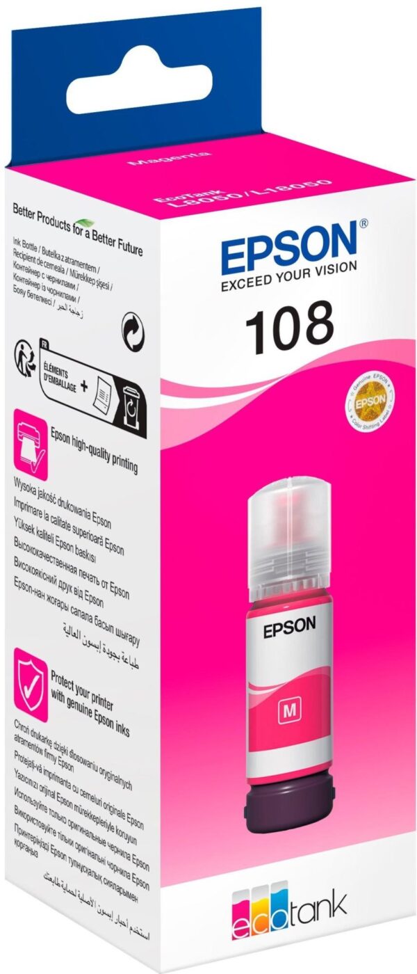 Чорнило Epson 108 for EcoTank L8050/L18050 Magenta (C13T09C34A)
