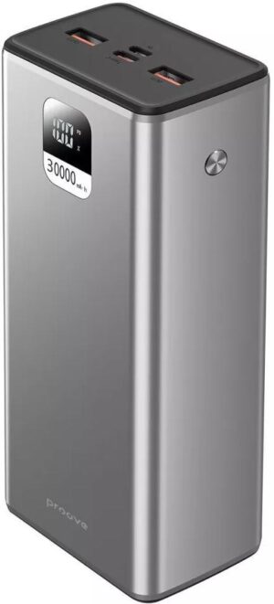 Додаткова батарея Proove Guardian 30000mAh, 2xUSB, 1xType-C,1xMicro, 22.5W, metal gray