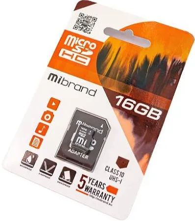 Флеш-карта Micro SDHC 16Gb Mibrand (UHS-1) Class 10 + adapter