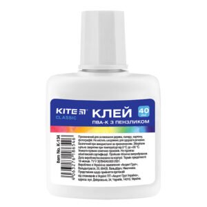 Клей ПВА, 40 мл, з пензликом, "Kite Classic", KITE