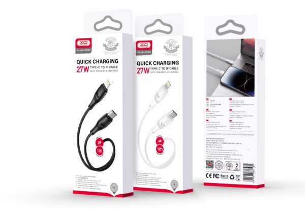 Кабель XO NBQ239A Zeus Series High Elastic Type-C to Lightning - 27W - 1m (Білий) - Зображення 3