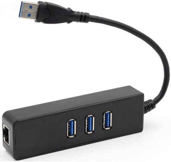 Хаб USB Dynamode USB 3.0 to RJ45 Gigabit Lan, 3xUSB 3.0, Win7/8/10, Mac OS X, Black - Зображення 2