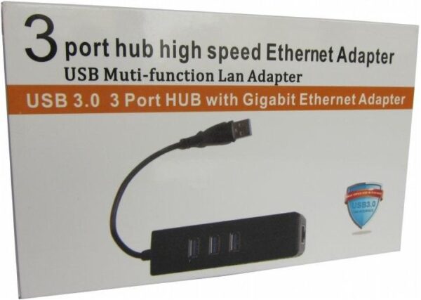 Хаб USB Dynamode USB 3.0 to RJ45 Gigabit Lan, 3xUSB 3.0, Win7/8/10, Mac OS X, Black - Зображення 3