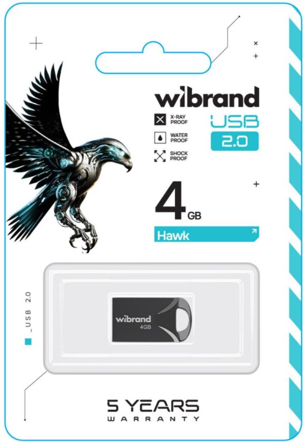 Флеш-накопичувач USB:4Gb Wibrand Hawk USB 2.0 Black - Зображення 2