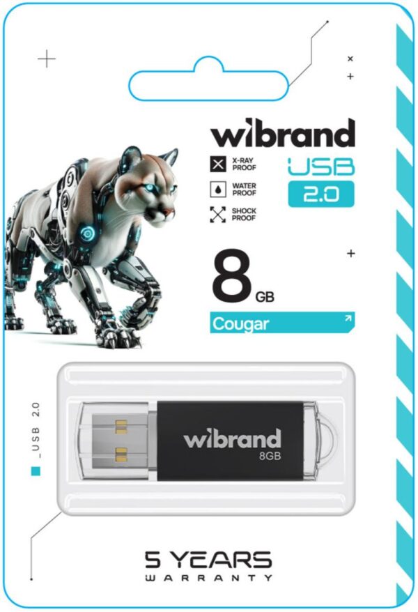 Флеш-накопичувач USB:8Gb Wibrand USB 2.0 Cougar Black - Зображення 2