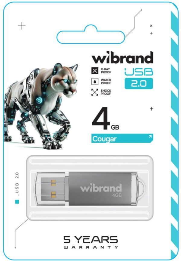 Флеш-накопичувач USB:4Gb Wibrand USB 2.0 Cougar Silver - Зображення 2