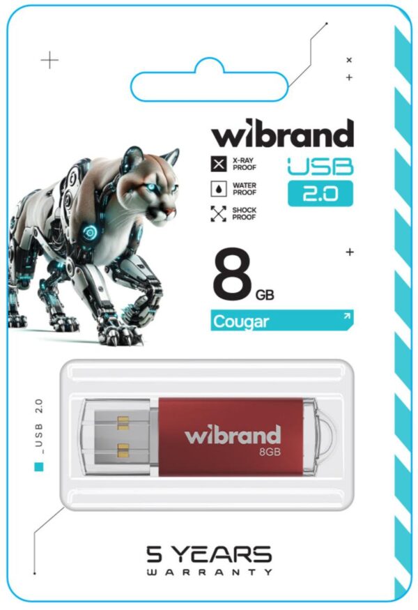 Флеш-накопичувач USB:8Gb Wibrand USB 2.0 Cougar Red - Зображення 2