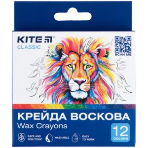 Олівці кольорові, 12 кольорів, воскові, "Kite Classic", KITE