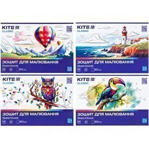 Альбом для малювання, на скобі, А4, 24 аркуші, 100 г/м2, cофт тач+ УФ лак, KITE