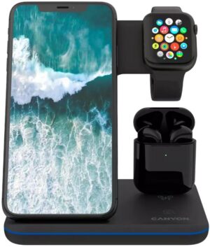 Бездротовий зарядний пристрій Canyon WS-302 3in1, Black