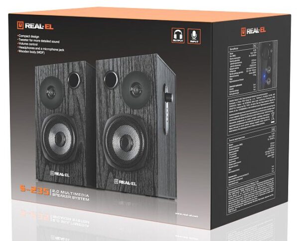 Акустична система REAL-EL (2.0) S-235 (2x9Вт), Black - Зображення 8